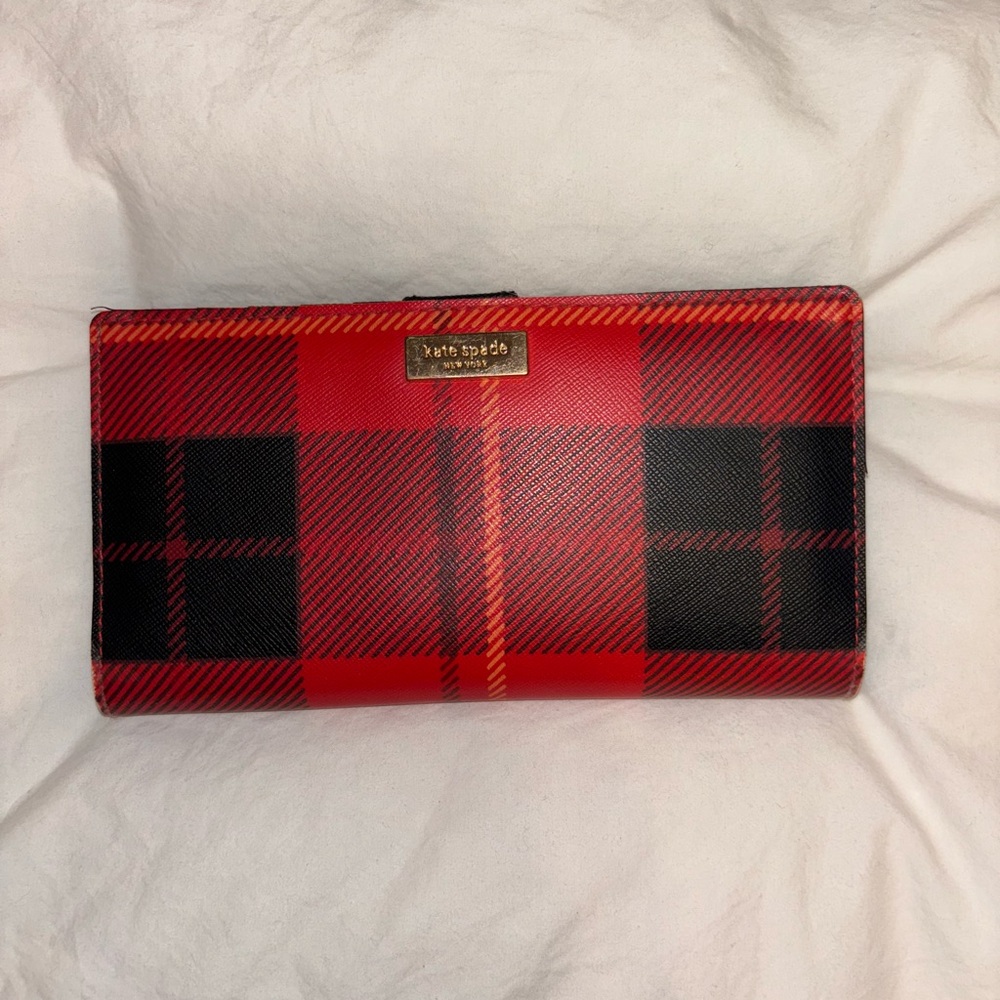 Kate Spade Red and Black Plaid Wallet